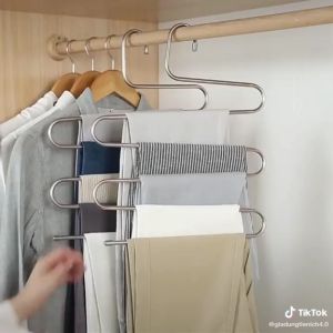 Móc treo quần khăn caravat 5 tầng bằng ruột gà inox