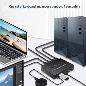 Bộ Chuyển Đổi KVM USB3.0 4 Vào 4 Ra Bộ Điều Khiển 4x4 Cho PC Laptop Chia Sẻ Bàn Phím Chuột Màn Hình Máy In - Cắm Và Chạy