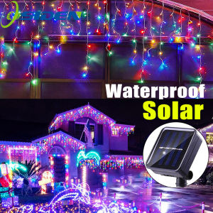 OSIDEN | LED Solar lcicle String Lights Outdoor Curtain Fairy Lights 8 Modes Christmas Landscape Lights Party Garden Decoration Light