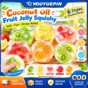 Youyuepin 2 miếng trái cây thực tế siêu mềm dầu dừa Squishy Bóng nước đồ chơi cảm giác không độc hại đàn hồi chậm công cụ giảm căng thẳng mini kích thước lòng bàn tay đồ chơi cho trường học văn phòng