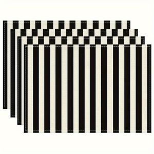 VIKAMA4/6/8/10PC Scandinavian Minimalist Placemats Black And White Waterproof Restaurant Cafe Office Linen Modern Style