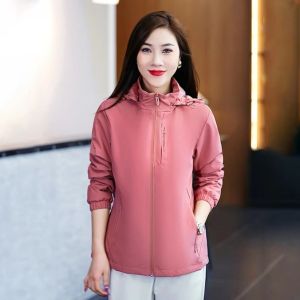 Womens Spring Autumn New Style Breathable Windproof Waterproof Sports Jacket Outdoor Sports Hiking Climbing Fleece Lined Coat