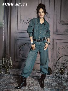 Washed Denim Overalls Dungarees