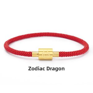 Red Rope Bracelet Womens Style Twelve Zodiacs Lucky Year Titanium Steel Woven Rope Childrens Gift Bracelet Snake Year