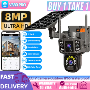 BUY 1 TAKE 1 V380 PRO Solar CCTV Camera WiFi Connect 360 PTZ Control auto tracking Intelligent smart Surveillance Two-Way Audio Color Night Vision CCTV Security Cameras