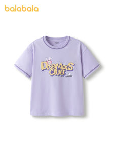 Balabala เสื้อยืดเด็กผู้หญิงเสื้อแขนสั้นเด็ก2025ฤดูร้อนใหม่สบายเสื้อยอดนิยม