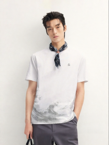 Jack Jones | Summer New LOGO Print Wave Patterned Cotton T-Shirt
