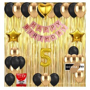 Set Dekorasi Hiasan Balon Pesta Ulang Tahun Anak Banner Happy Birthday Tirai Foil Ultah Gold Simple