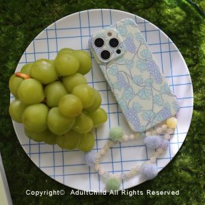Adorable Grape Design Silicone Phone Case Full Cover Lens Protection for  17Pro Max 15Plus Anti-Fall with Charm Beads