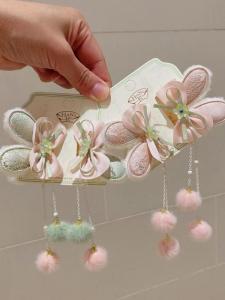 Kẹp Tóc Thêu Tai Thỏ Dễ Thương Cho Bé Gái Phụ Kiện Tóc Phong Cách Trung Hoa Cổ Điển Kẹp Tóc Thêu Bướm Cho Trẻ Em Phụ Kiện Đầu