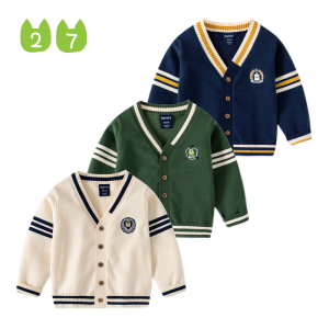 Childrens V-neck Embroidered Sweater Cardigan