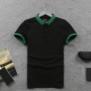 2025 Korean Style Mens Slim Fit Casual Polo Shirt Button Collar Short Sleeve T-Shirt Cotton Pure Color Half Sleeve Summer