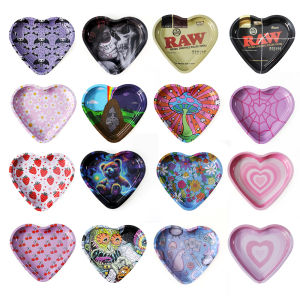 Love-Shaped ถาดบุหรี่ยาสูบโลหะ Rolling ถาด 16.5x18 ซม.แผ่นสูบบุหรี่สูบบุหรี่อุปกรณ์เสริมถาด
