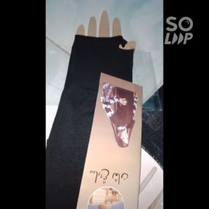 manset stocking /handsock wanita  tangan lengan panjang model jempol hitam polos