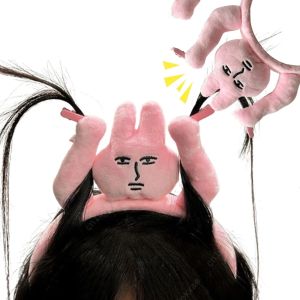 Pink Bunny Hairband Funny Funny Headband Plush Headband Wash Face Makeup Clip Bangs Hair Clip Photo Decoration Headwear