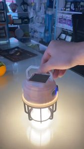 Solar Powered IPX5 Waterproof Rechargeable USB Ultra Bright Camping LED Light W/ Flashlight Feature