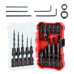 EZARC 22PC Countersink Drill Bit Set with Self Centering Drill Bits Tapered Counter Sink Bits #4 #6 #8 #10 #12 1/4" Hex Shank