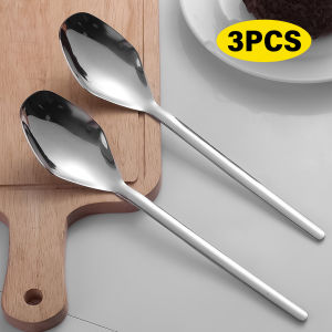 YESPERY Stainless Steel Spoons Long Handle Big Head Dessert Spoon Thicken Soup Spoons Multipurpose Kitchen Tableware Dinner Spoon