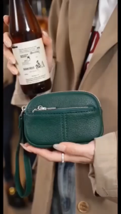 Ví nữ cầm tay sang trọng da trơn loại tốt bền bỉ có 2 ngăn khóa kéo và móc khóa độc đáo và tiện lợi NEW-149