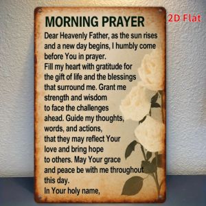 CIFbuy | 2D Vintage Metal Sign Rustic Morning Prayer Wall Decor Farmhouse Garden Art for Porch Living Room Outdoor Retro Home Accent G