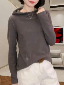 Double-Sided Dralon Sweatshirt Womens Winter New Arrival Hooded round Neck Pure Color Bottoming Shirt Fashion Minimalist Western Style Slimming Tops