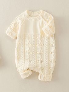 เด็กทารก ชุดสูท All-in-one ผ้าฝ้าย ชุดถัก สไตล์ลำลอง คอกลมแขนยาว เดรส สําหรับ ฤดูใบไม้ร่วง ฤดูหนาว ทารกแรกเกิด เด็กทารก เสื้อผ้า