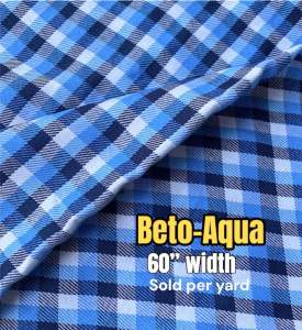 [Beto-Aqua] Checkered Fabric Cloth Textile Tela 60” width sold per yard