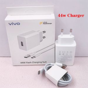 Original For Vivo S12 S10 X60 X70 Pro Charger 44W EU Flashcharge Power Adapter Usb Type C Cable For Vivo V25 V23 Y76 iQOO Z5 Z3