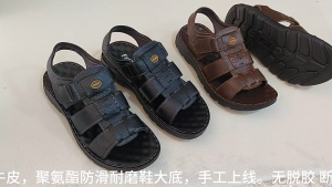 Dép Sandal Nam Da Bò Thật Cao Cấp Đế Mềm Chống Trơn Phong Cách Trung Niên (D04)