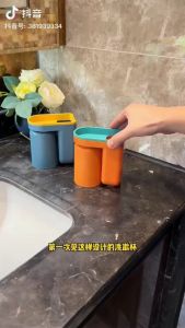 【SG Stock】Toothbrush Holder Punch Free Mouthwash Cup Brushing Cup Wall Mounted Bathroom Storage Box
