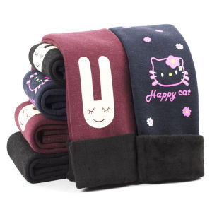 Quần Dài Lót Lông Cừu Dày Cho Bé Gái Mùa Đông Quần Cotton Giữ Nhiệt Quần Dài Thường Ngày Cho Trẻ Em