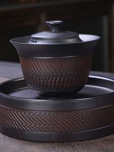 Purple Pottery Gaiwan Single High-Grade Kung Fu Tea Set Tea Bowl Teapot Teacup Ceramic Gaiwan Tea Suit