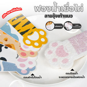 🔷ส่งด่วน🔷 ฟองน้ำเยื่อไผ่ ฟองน้ำขัดหม้อ ฟองน้ำขัดล้างภาชนะ ลายอุ้งเท้าแมว