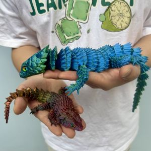 3D Printed Lizard Statue Flexible 3D Printed Animal Colorful Figurines Statue Gifts 36.5Cm/14.37In 23.5Cm/9.25In