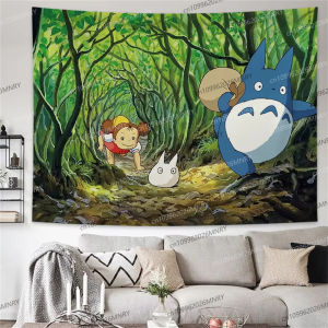Bandai | Hayao Miyazaki Totoro Background Cloth Ins Hanging Dormitory Wall Cloth Tapestry Cloth Anime Hanging Paint Wall Bedhead Tapestry