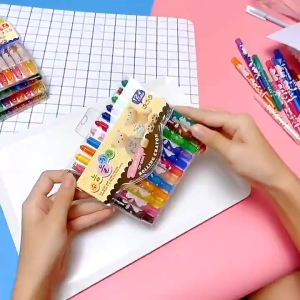 BBTAM Children Cartoon Rotating Crayon Set Colors Student Painting Graffiti Twistable Crayons for Boys and Girls