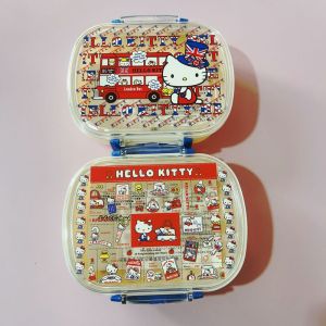 Sanrio Kitty Portable Microwave Lunch Box Food Storage Container Japanese Style Cartoon Design Student Friendly PP Material
