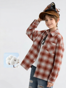 Mark Fairwhale | Grid Pattern Boy Shirt for Medium to Large Children Comfortable and Spacious