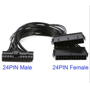 24 Pin Power Supply Splitter Cable 1 to 2 Synchronizer ATX Mining 30cm Motherboard Dual PSU Extension Cable for BTC PC Computer