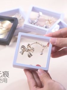 [🇵🇭 24h Delivery] Dollyy Jewelry Suspended Box PE Film Jewelry Storage Box 3D Packaging Case Gemstone Free Stand Floating Frame Membrane Ring Earrings Necklace Display Holder