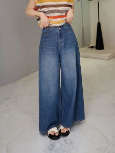 MANMI | Quần Jeans Xòe Đùi Cao Phong Cách Mỹ Chống Lão Hóa