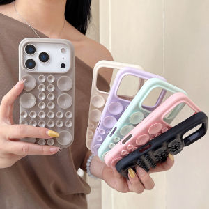 Silicone Suction Cup Phone Cases For iPhone 17 Pro 17 16 15 14 Pro Max Hands-Free Strong Grip Holder Selfies or Video Back Cover