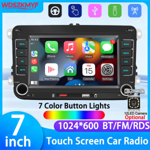 7 Inch 2 Din Car Stereo Wireless CarPlay Android Auto Touch Screen Multimedia Player FM RDS Radio Head Unit For VW Passat Golf