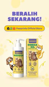 Vitamin Anjing Kucing PAWPRINTS Omega Oil 100ml / OMEGA OIL 100ml optimal hair & skin cat kucing PAWPRINTS GPO