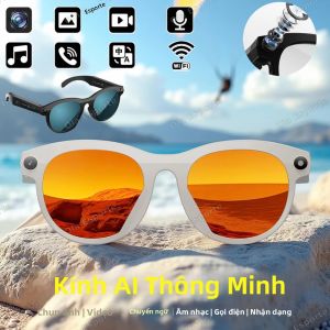 HD AI Camera Thông Minh Kính Bluetooth Gọi Trợ Lý Giọng Nói Trình Phát Nhạc Dịch Thuật 1080p Dành Cho Nam Giới Phụ Nữ Thể Thao Chống Nắng