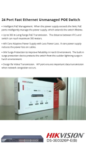 HIKVISION PoE SWITCH DS-3E0326P-E/M(B) 24 PORT 100Mbps Uplink 1000Mbps