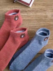 Stokin Pendek Comel Cute Bear Cartoon Korean Fashion Soft Cotton Women Ankle Socks Size EU 34-39