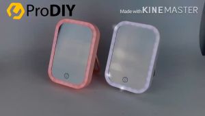 LED Makeup Mirror Touch Screen 3 LED Light Portable Standing Folding Vanity Mirror Cosmetics Mirror Cermin Solek Muka