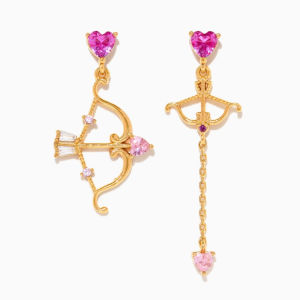 ต่างหูไม่สมมาตรใหม่ประณีตRose Zircon Love Heart Arrow Dropต่างหูแฟชั่นElegantผู้หญิงเครื่องประดับ