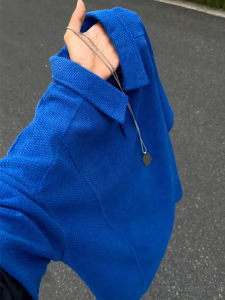 Klein Blue Scaled Texture Breathable Polo Shirt